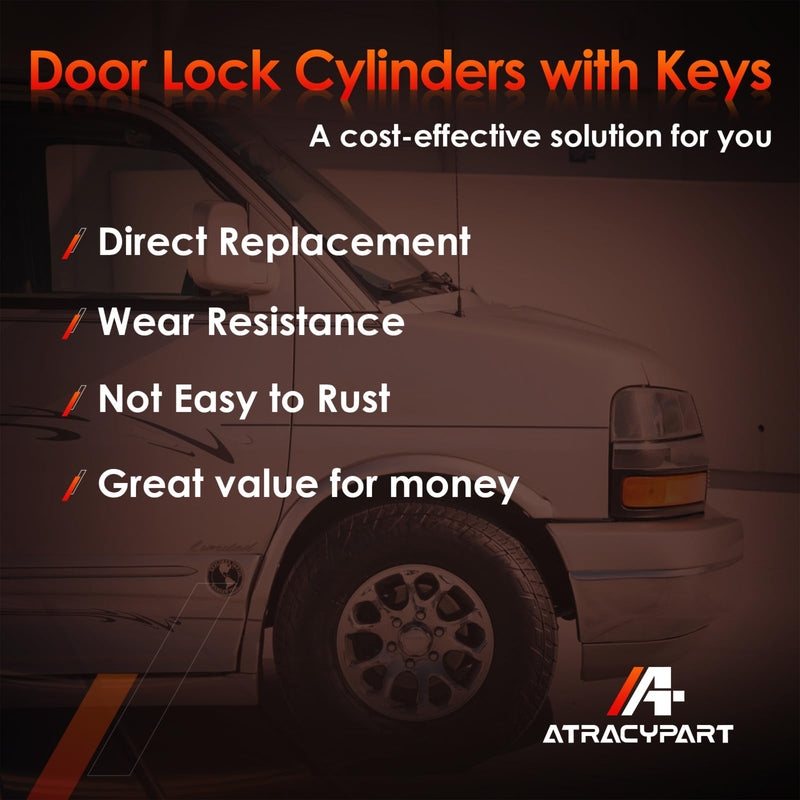 Door Lock Cylinders with 2 Keys, Compatible with 2001-2007 Chevy Express 1500/2500/3500 Van, Replace OE#: 706591 X4, 598007 X2