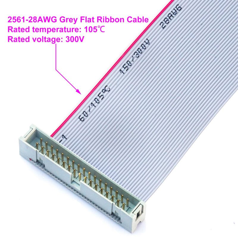 Keszoox 2.54mm IDC Flat Ribbon Cable with FC 6/8/10/14/16/20/26/30/34/40P Dual Row IDC IDE Connector Socket, FC 8-Pin Male to Female IDE Extension Cable 30cm 3PCS (FM8-30cm-3Pcs) FC-8P