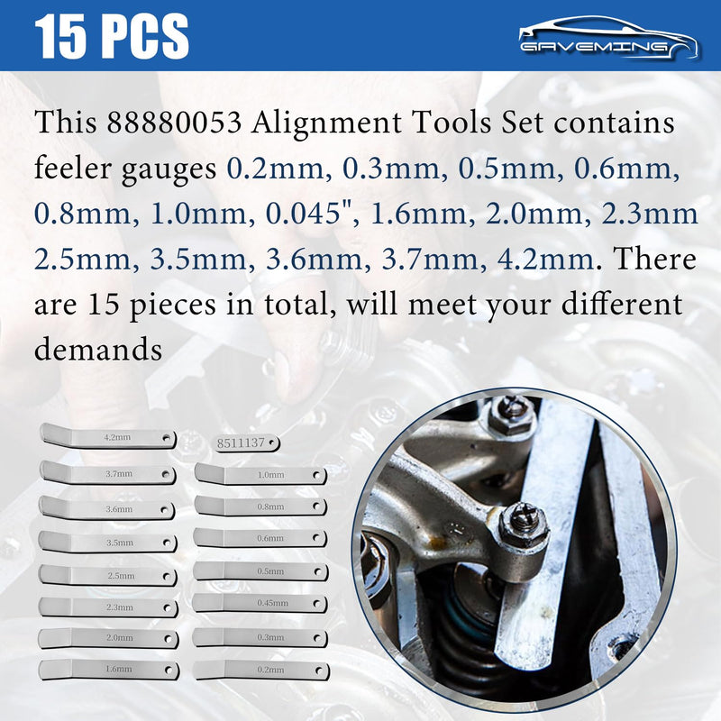 15PCS Feeler Gauges Set Fit for Volvo D13 D12 D16 Engine | 0.2-4.2mm, 85111377, 88880052, 88880053, Fit for Mack MP7 MP8 MP10