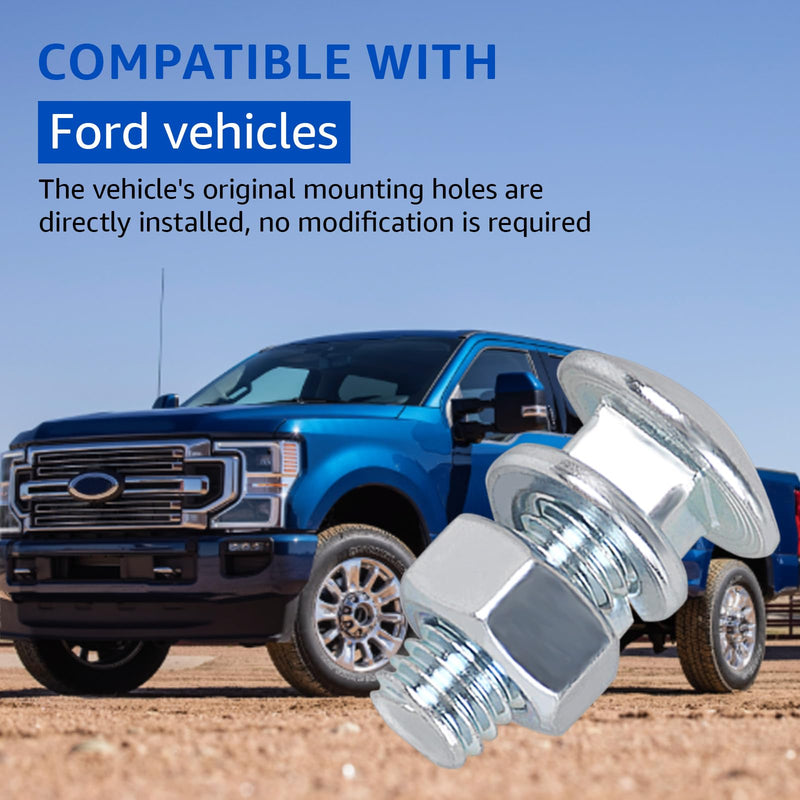 Chrome Bumper Bolts Kit Carriage Bolts Compatible with Ford F-Series Trucks 7/16-14x1-1/4 – Capped Round Head Hardware with Hex Nuts & Lock Washers for Ford Trucks Front Rear Bumper (8PCS) 8PCS