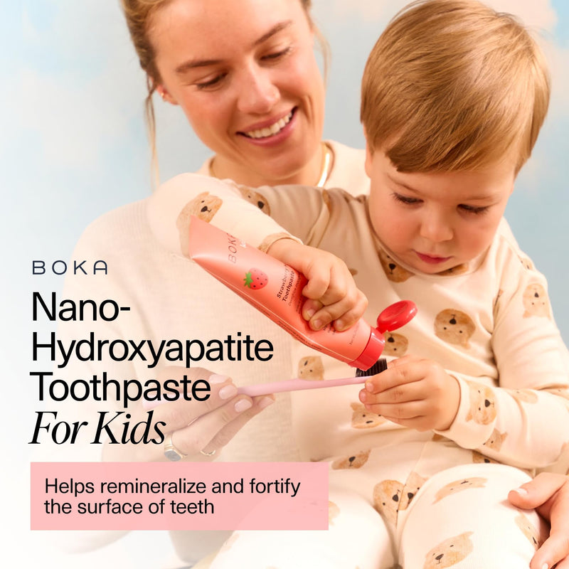 Boka Fluoride Free Toothpaste Nano Hydroxyapatite, Helps Remineralize, Appropriate for Sensitive Teeth, Whitening - for Adult, Kids Oral Care - Strawberry Mango Flavor, 4oz 3Pk - US Manufactured 4 Ounce (Pack of 3)