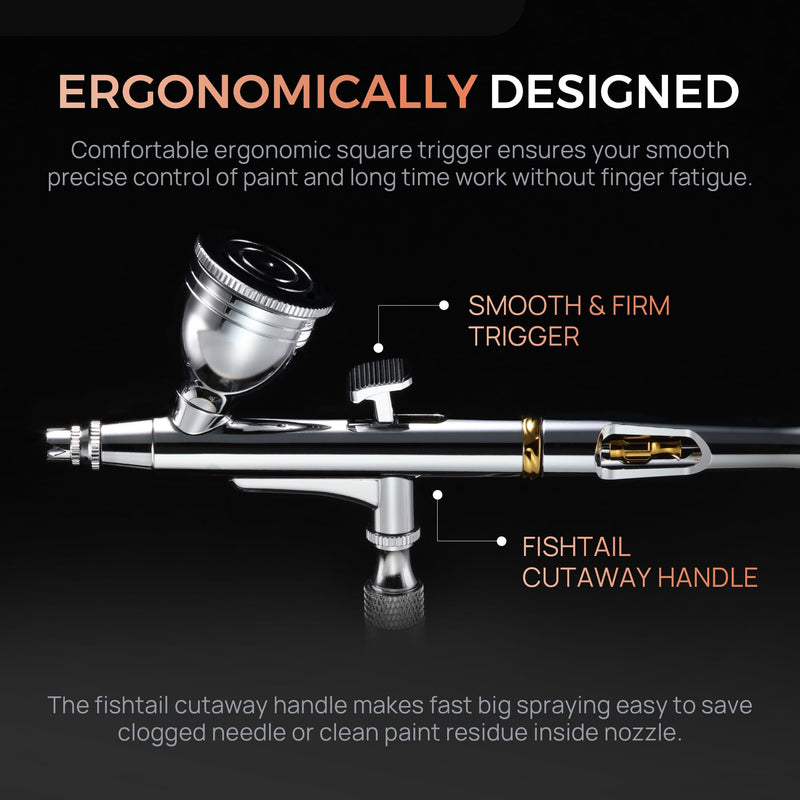 SPRAYMAGIC Airbrush Pen, 0.3mm Fine Spray Airbrush with Ergonomic Trigger & Detachable Cup for Illustration Automotive Textile Cake Decor Fixed fluid cup