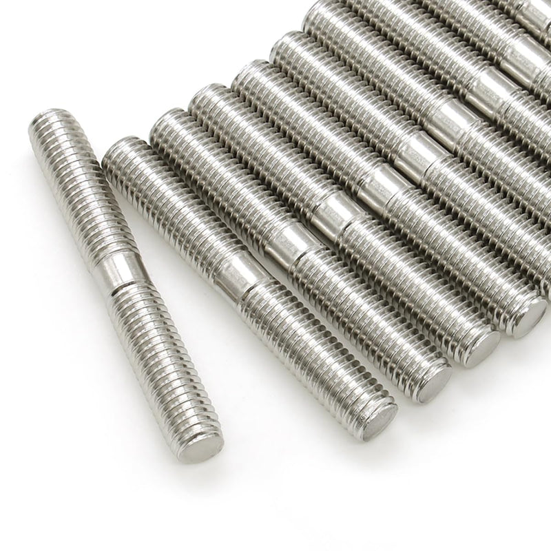 10 Pieces M10 304 Stainless Steel Double End Threaded Studs Screws Bolts (M10x80mm) M10x80mm