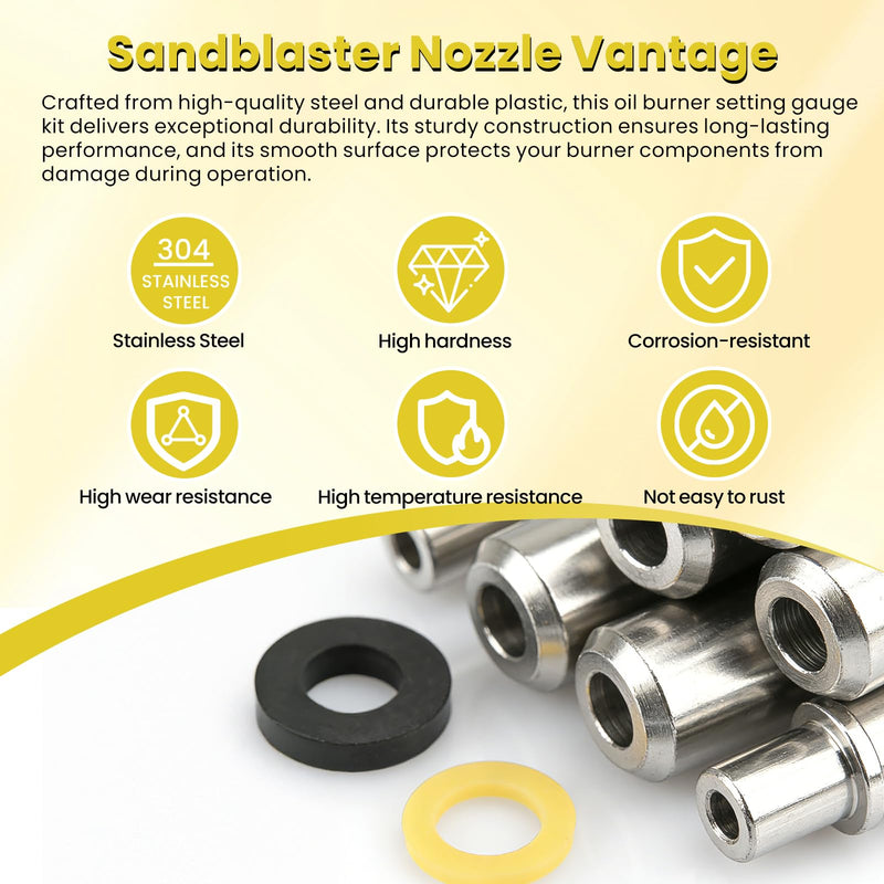Sandblaster Nozzle Universal Wear-Resistant and Rust-Proof Steel Combo Pack, Silver Sandblasting Nozzle Tips Fit Most Siphon Sandblasting Guns, Enhance Blasting Efficiency and Durability