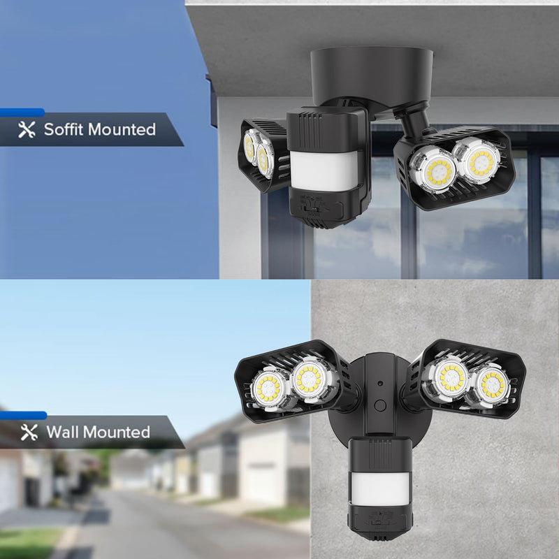 SANSI 28W 3500LM Motion Sensor Outdoor Lights, Outdoor Motion Sensor Light Security Lights Detector with 4 Mode 350W Equiv 5000K, IP65 Waterproof for Soffit, Garage, Yard (Black) Hardwired 28W-Bright Series Black