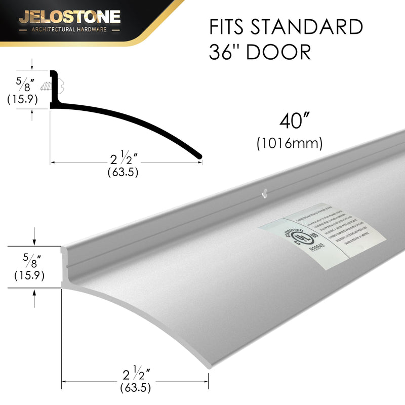 40" L x 2.5" W Commercial Grade Door Rain Drip Guard(Aluminum) - UL Rated Over Door and Window Drip Cap Rain Deflector - Drip Edge Roof Rain Diverter Guards House - JS-346RD, Clear Anodized