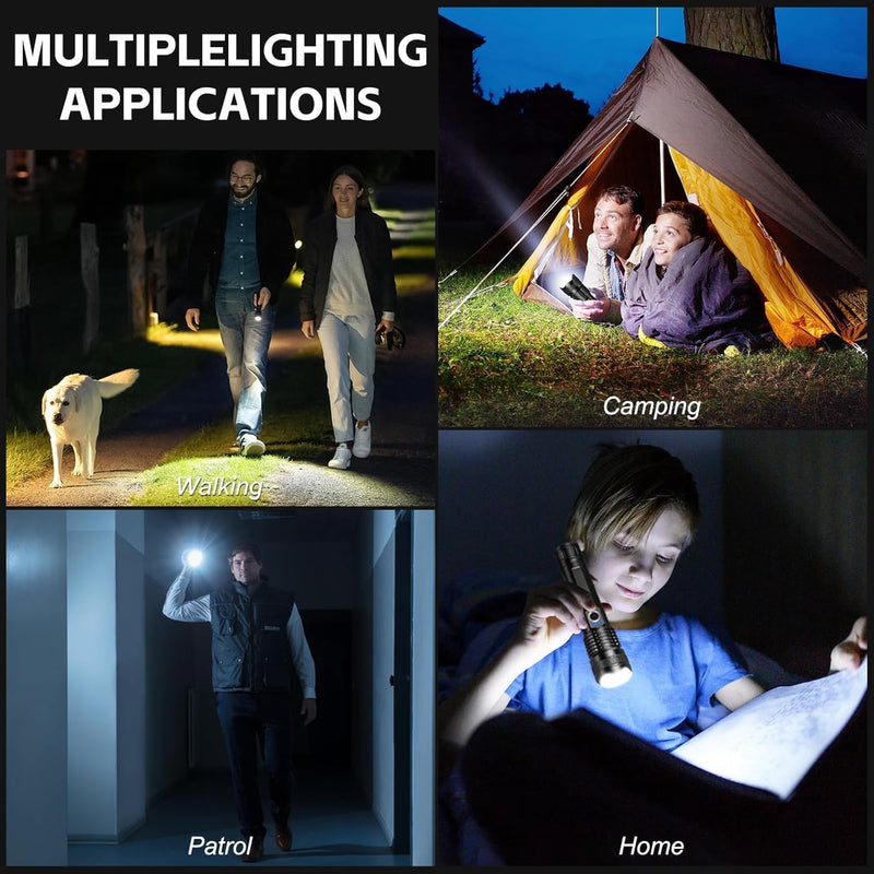 Flashlight Rechargeable LED High Lumens - 99,000 Lm Powerful Handheld Flash Light with 5 Modes, Bright Waterproof Torch for Camping Home (3 Packs) 3