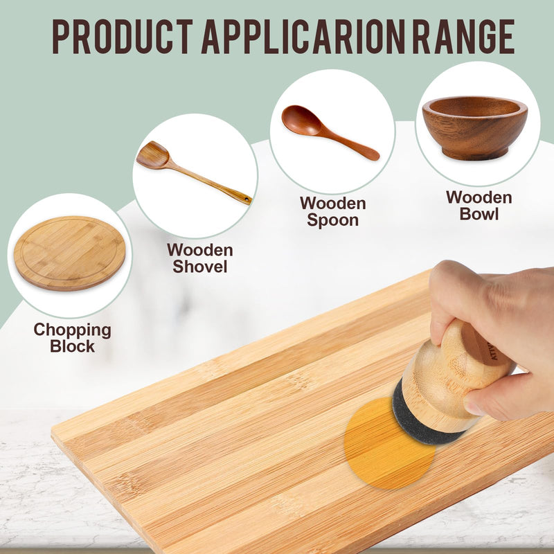 Cutting Board Oil Wax Applicator - 2PCS Bamboo Wood Applicator for Food Grade Mineral Oil Boards, Wooden Butcher Blocks,Spatulas,Spoons,Utensils
