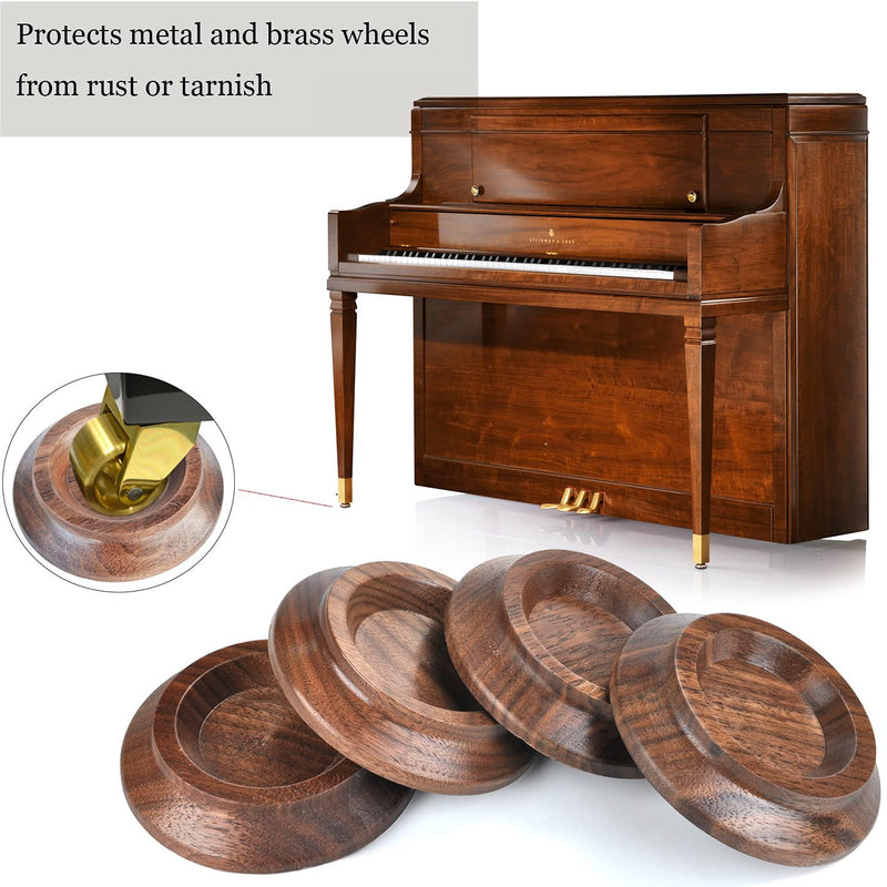 Upright Piano Caster Cups,Solid Wood Furniture,Piano Caster Cups - Non-Slip & Anti-Noise Foam (black walnut) Black Walnut