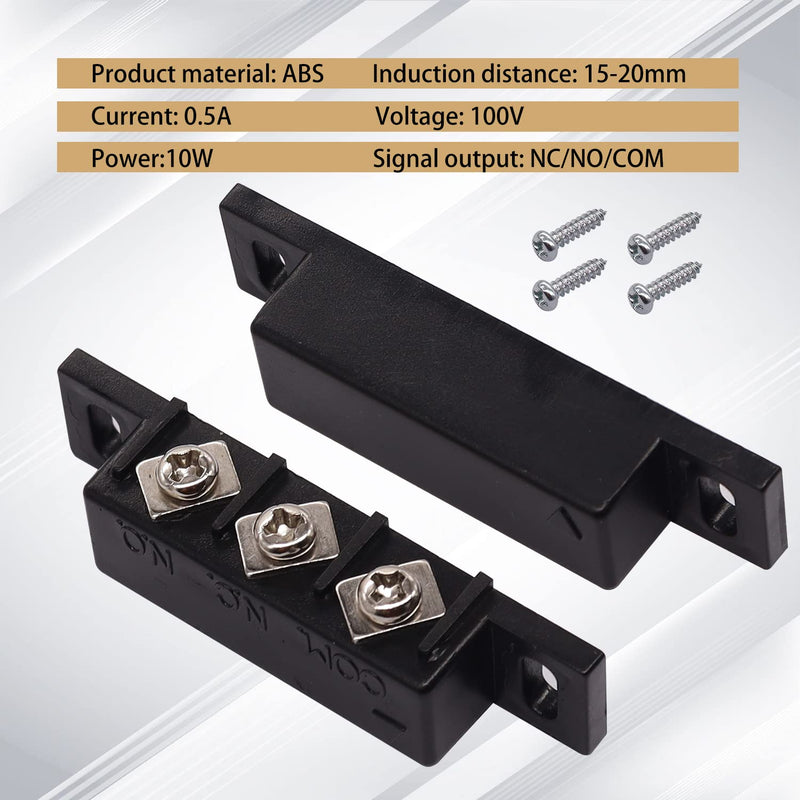 weideer 2pcs MC-31B Magnetic Reed Switch Wired Surface Mount Normally Open Closed NC NO Door Contact Sensor Alarm Magnetic Door Switch Black