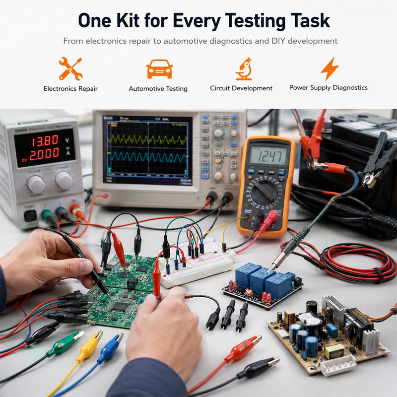 22 PCS Back Probe Kit,Stainless Steel Automotive Test Probes with 3 Styles (Straight,90°,135°), 4mm Banana Plugs & Alligator Clips for Car Connector,Sensor and Fuel Injector Testing,Up to 30V | 3 Angles (Straight/90°/135°), 4mm Banana Plugs, 30V for Ca...