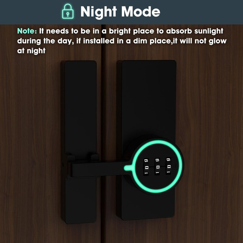 Password 180 Degree Barn Door Latch, Keyless Adhesive Flip Latch, Sliding Door Latch with 3-Digit Combination, Cabinet Lock with Glue and Screws for Gate,Shed, Bedroom, Closet (2, Luminous Black)