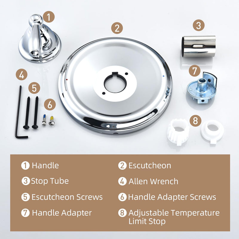 Replacement for Moen T2151 Brantford Posi-Temp Valve Trim Kit, Pressure Balancing Tub and Shower Lever Handle，Chrome Chrome