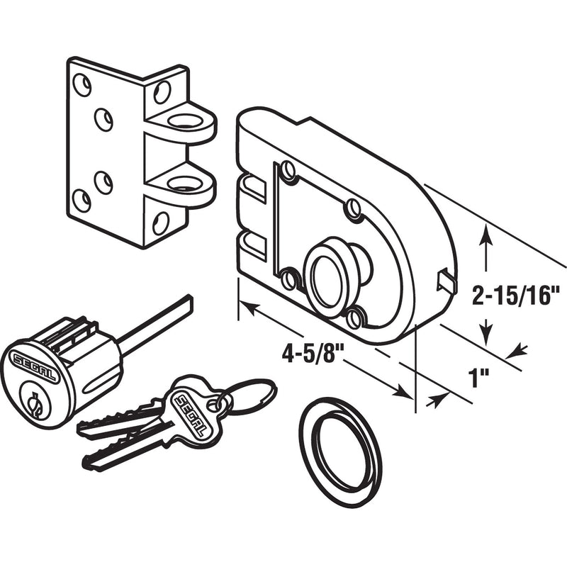 Segal SE 15316 Bronze Deadlock, 666A, Single Cylinder, Angle Strike, Brass (Single Pack)