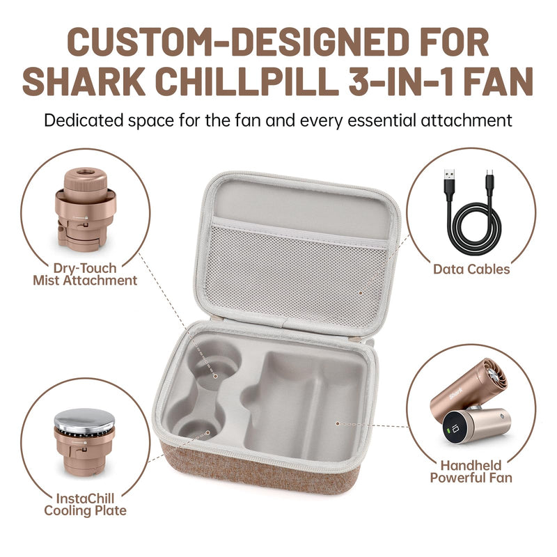 Portable Travel Case Compatible with Shark ChillPill 3-in-1 Fan, Brown