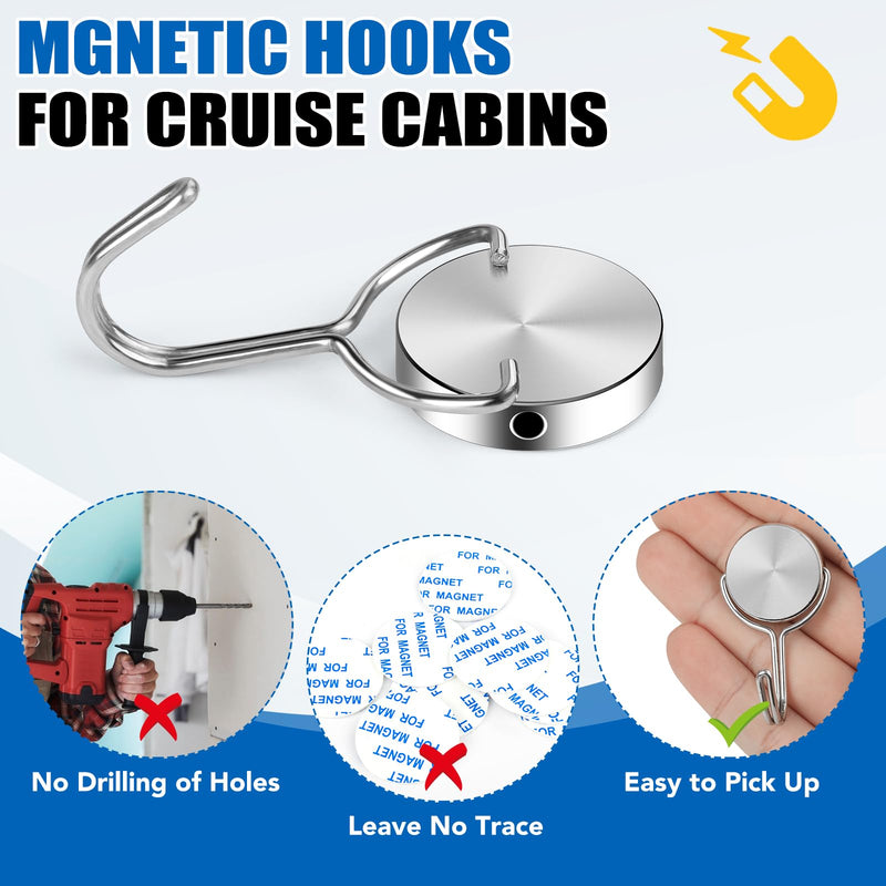 LOVIMAG Magnetic Hooks for Cruise Cabins, 60Lbs Swivel Magnetic Hooks Heavy Duty, Cruise Ship Essentials, Locker Accessories, Magnetic Hook for Classroom, Refrigerator, Hanging, Grill -6 Pack 6p