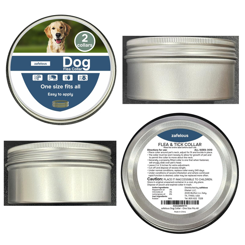 Flea and Tick Prevention for Dogs - Flea Collar - 2 Count - Adjustable