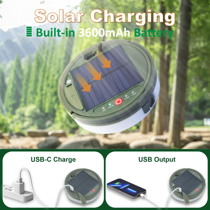 2-Pack Solar Camping String Lights, 39.4FT Portable Waterproof Camping Light with 8 Lighting Modes, Solar Powered and USB Rechargeable Tent Lantern with Remote Control for Camping, Garden and Hiking 2 Pack