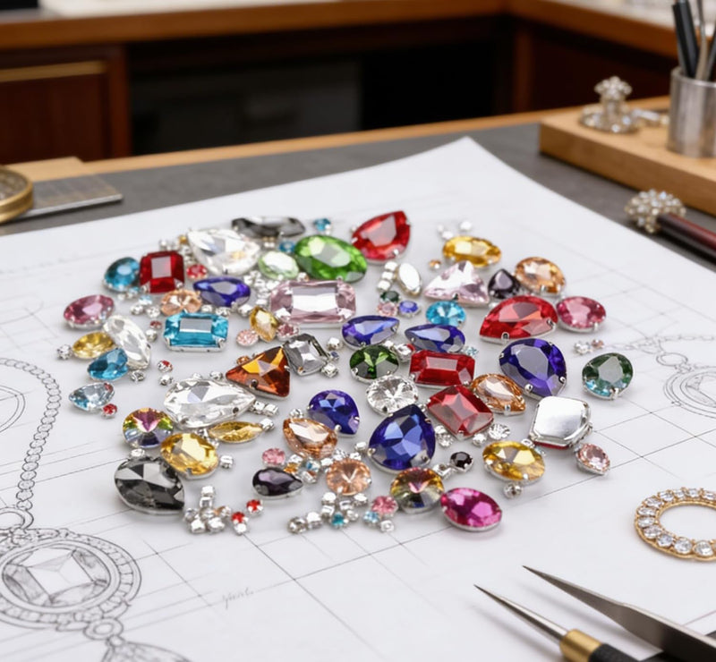Sew On Rhinestones, Choupee 130PCS Sew On Glass Rhinestone Metal Back Prong Setting Sewing Claw Rhinestone Mixed Shapes for Costume, Clothes, Garments, Dress, Earring, Belt and Shoes