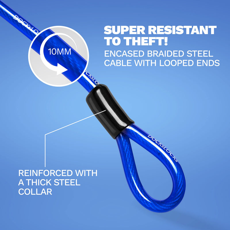 Weatherproof Straight Security Cable (5ft to 25ft Lengths) with Reinforced Looped Ends, Anti-Theft Protection for Kayaks, Bikes, Paddleboards, Outdoor Equipment, Bicycles and More 5ft