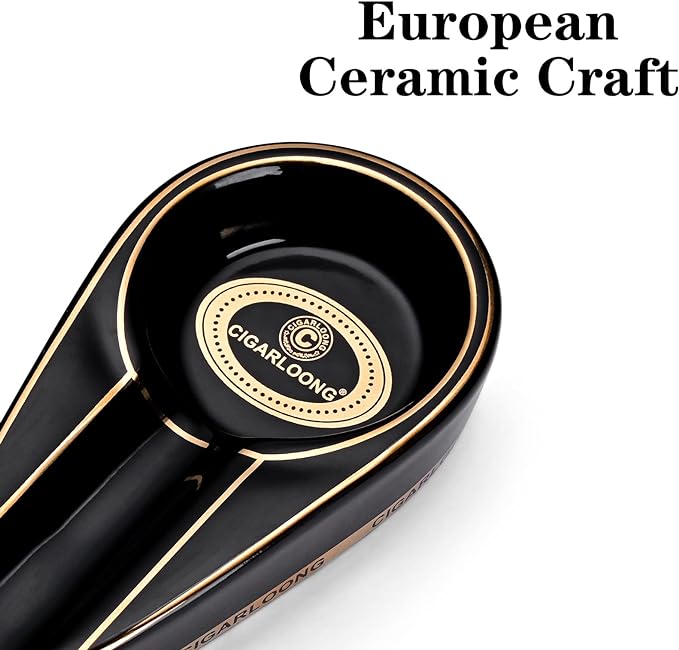 CIGARLOONG Cigar Ashtray Single Large Slot Portable Ashtray for Home and Outdoor/Tabletop/Guest Room (CLR: Black) - NewNest Australia