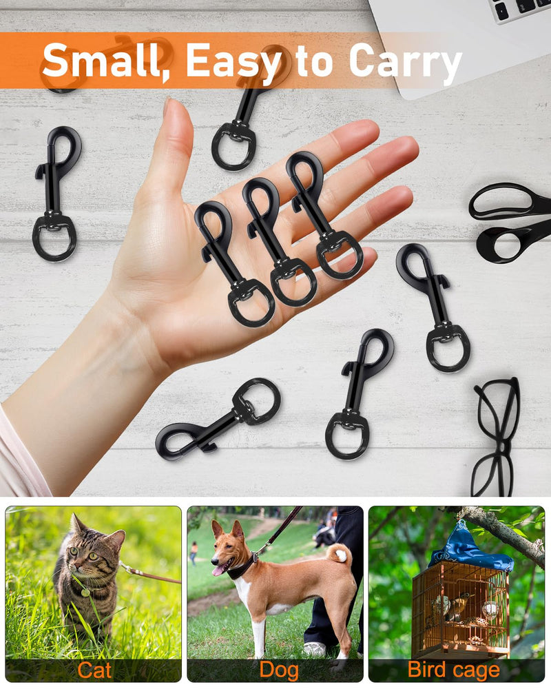 Swivel Trigger Snap Hooks, Heavy Duty 2.75" Dog Leash Clip, 30Pack Rust-Resistant Smooth Single Ended Flag Clips for Flagpole Rope, Keychain, Camera Strap Linking, Pet Leash (Black) Black 2.75"
