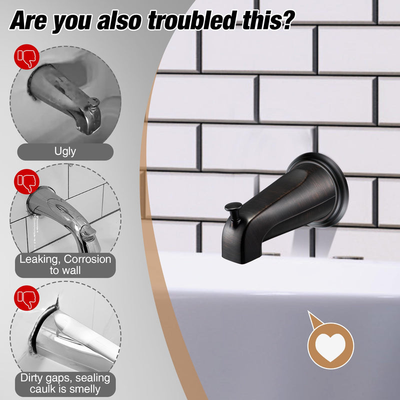Dreyoo Metal Tub Spout Cover Ring, Tub Spout Remodel Ring, Tub Spout Trim Plate Ring with 1 Pcs Foam Gasket, 1-1/2 Inch ID and 3-5/8 Inch OD (Oil Rubbed Bronze) Oil Rubbed Bronze