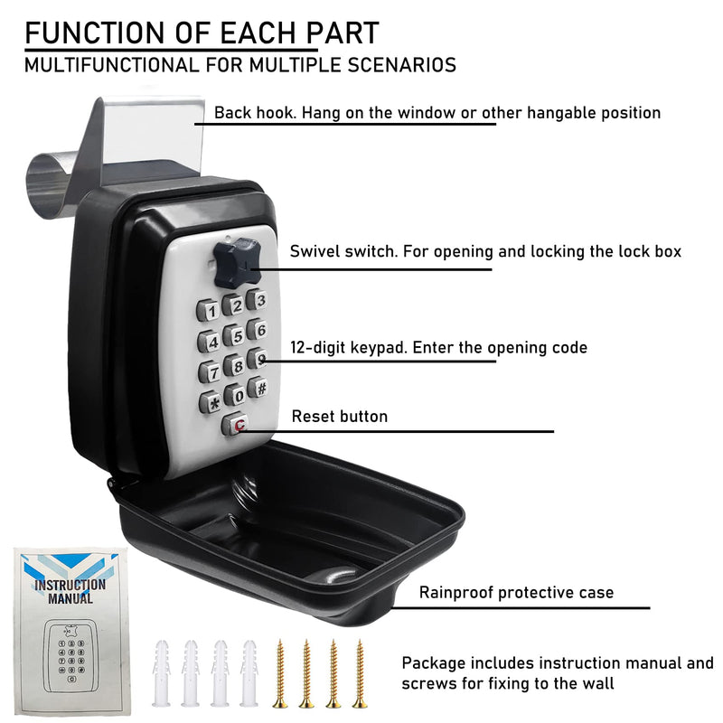 Upgrade SL-591 Car Key Lock Box, Car Window Lock Box for Turo, Car Window Punch Button LockBox, Vehicle Window Key Box, Vehicle Window Lock Box fit for Ride Share, Turo, GetAround,10 Year Warranty Gray