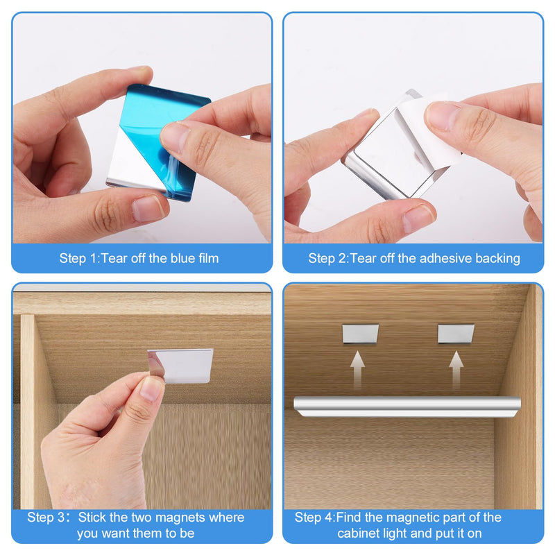 6pcs Under Cabinet Light Magnetic Strip, Replacement Adhesive Backing Magnetic Stickies Lights Under Cabinet Lights Magnetic Sticky for Cabinet Lighting Parking Number Plate