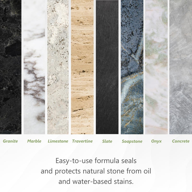 More Premium Stone Sealer - Water-Based Protectant - Granite, Marble, Concrete & Grout Sealer - for Indoor & Outdoor Use - Protects Against Oil, Water-Based Stains - Unscented - (16oz) Pint
