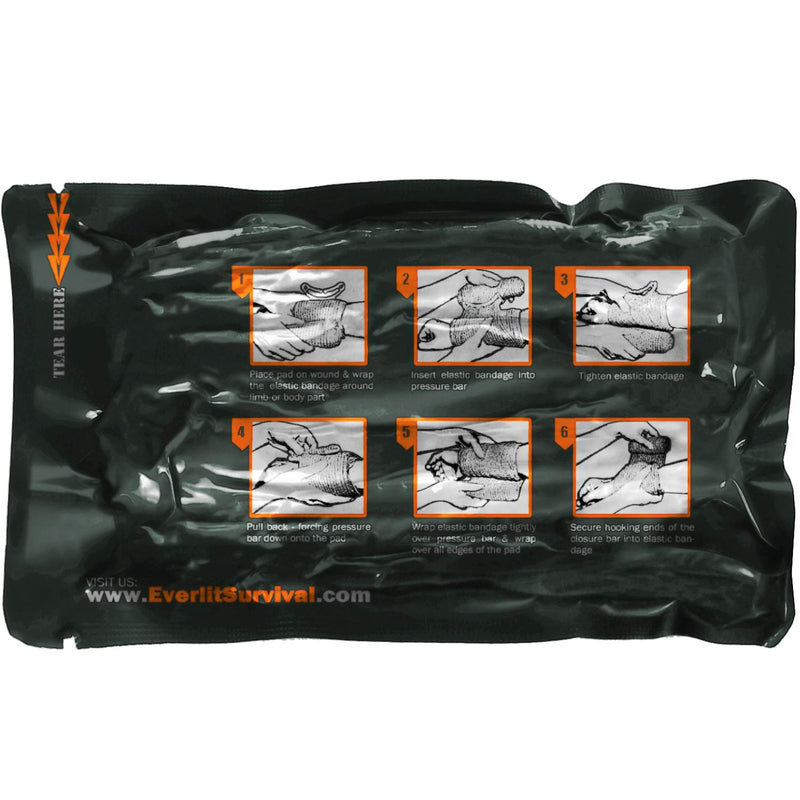 EVERLIT Israeli 6 Inch Emergency Bandage Compression Trauma Pressure Wound Dressing Sterile Vacuum-Sealed Packaging for Bleeding Control, Medical Trauma Kit, Gun Shot, First Aid IFAK 3
