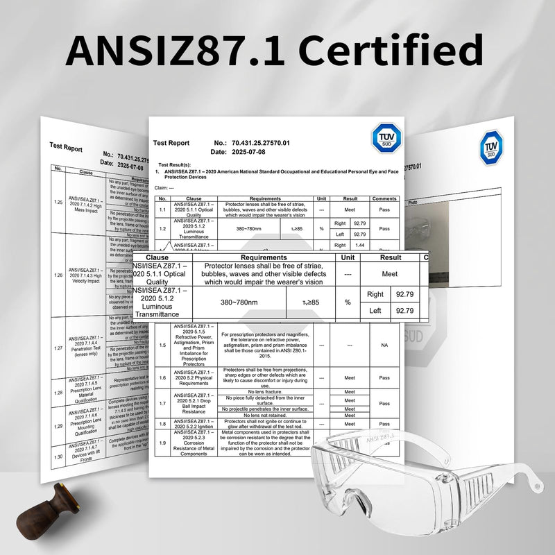 Safety Glasses Over Eyeglasses with Anti-Fog and Scratch Resistant ANSI Z87 Safety Goggles Over Glasses 177-12pc Clear