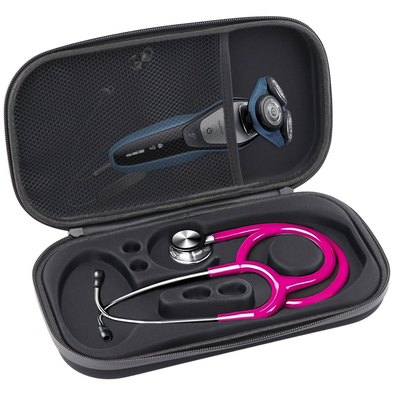 Ragyzity Hard Stethoscope Case, Shockproof Travel Storage Bag, Multi-Function EVA Carry Storage Organizer Box with Extra Mesh Pockets for Small Accessories, [Device NOT Included] -Black