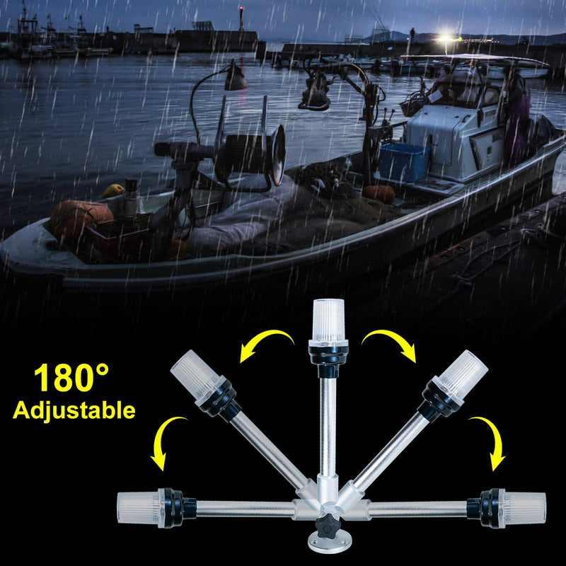 DC12-24V 12 Inch LED Fold Down Boat Anchor Light Stern Light Navigation Lamp Waterproof for Pontoon and Fishing Boat