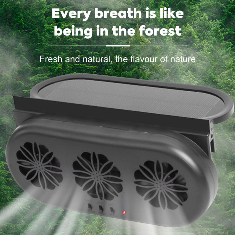 Car Solar Powered Exhaust Fan Car Window Exhaust Fan Vehicle Ventilation Fan Auto Air Vent Cool Fan Cooler Ventilation System Car Radiator Cooling Fan with Three Air Outlets, Black