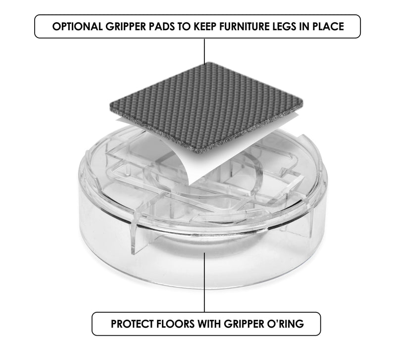 Slipstick CB658 Stack-Its 1 Inch Adjustable Bed Risers/Furniture Risers (Set of 8) Lifts Height 1", 2", or 3" When Stacked - Clear Heavy Duty Raisers 4" W x 1" H