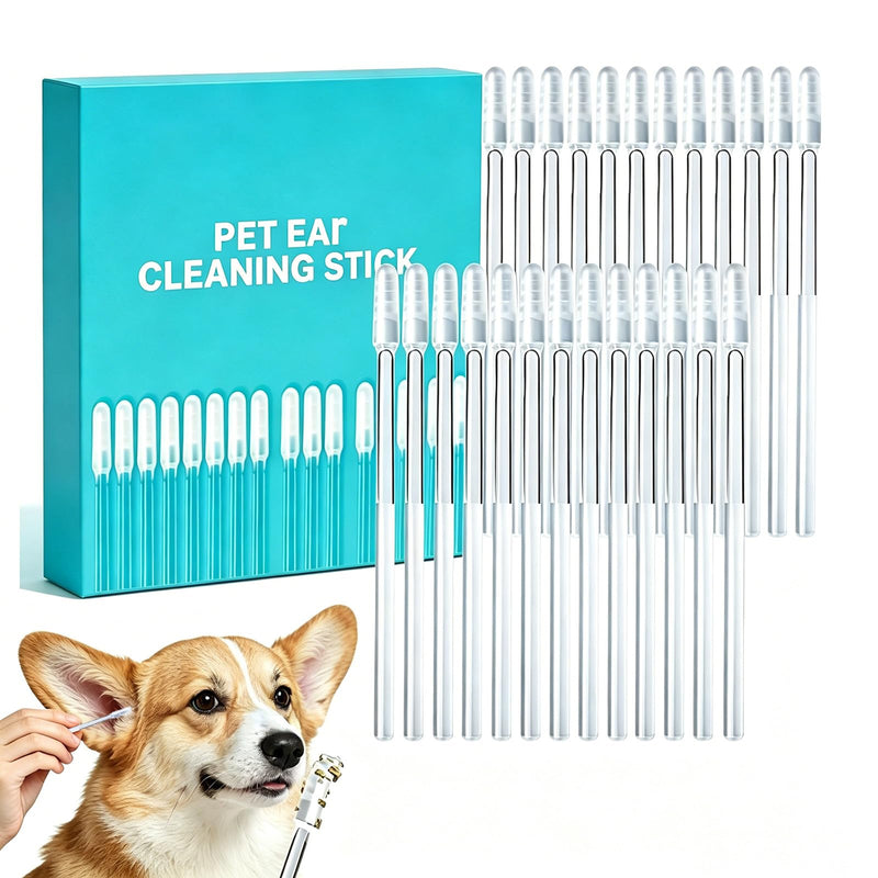 48 Pcs Pet Ear Cleaning Stick, Adhesive Ear Cleaning Tools for Dog and Cat, Sticky Resin Head, Gentle Safety Pets Earwax Removal Tools 48