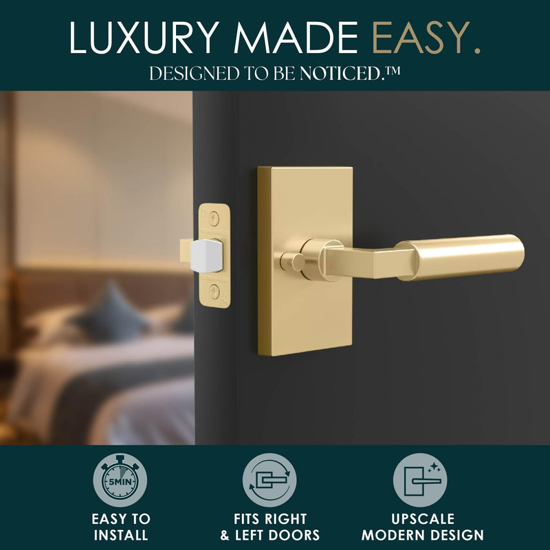 Mega Handles Camden Gold Privacy Door Handle, Satin Brass, 1 Pack