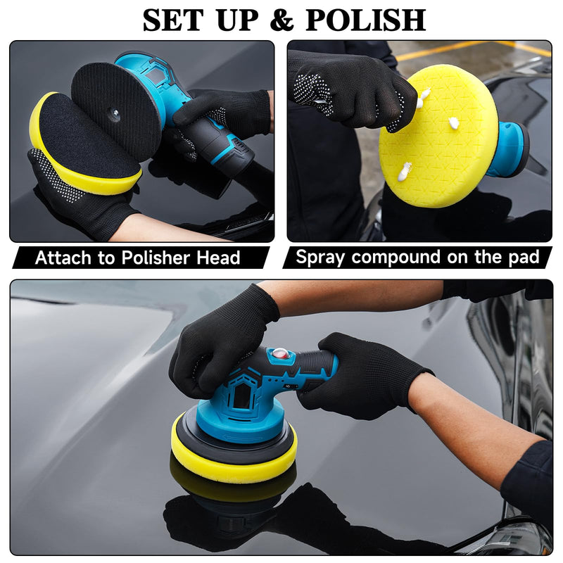 10pcs Polishing Buffing Pads for Drill - 6 Inches Car Polishing kit, Car Foam Buffing Sponge Pads Kit with M14 Drill Adapter,Wool Pads,for Body Foam Wax & Drill Buffing