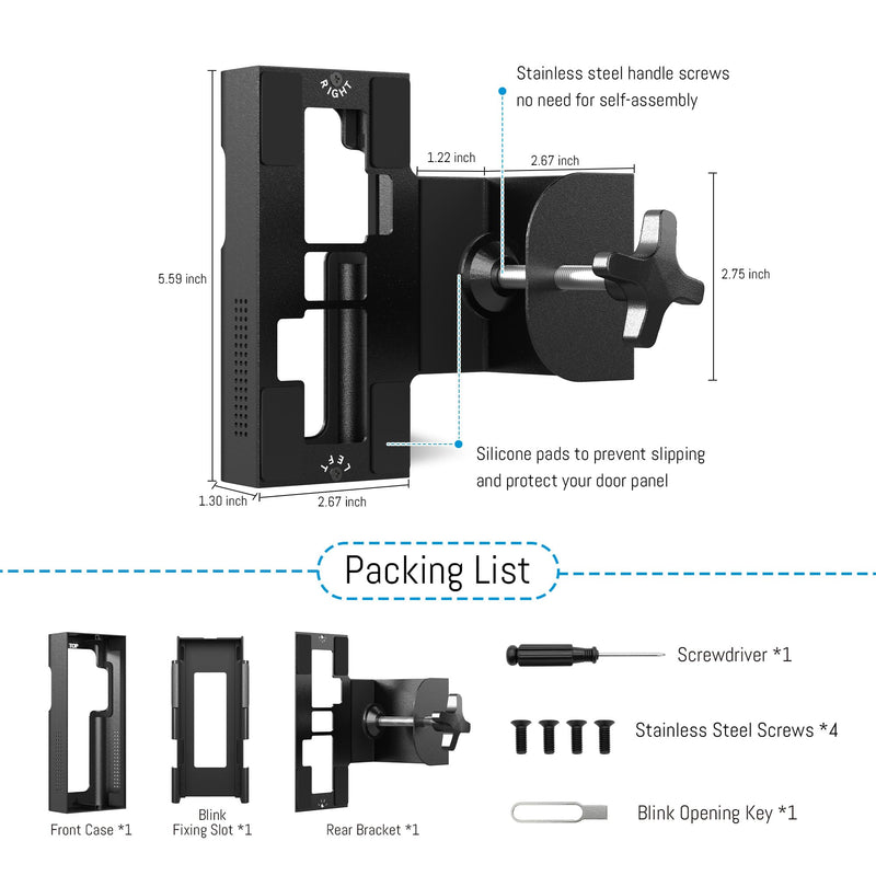 Anti Theft Ring Doorbell Mount - Renter Friendly Ring Doorbell Holder for Apartment Door - All Metal Ring Door Bracket Blink Doorbell Mount No Drill ‎Frosted Black