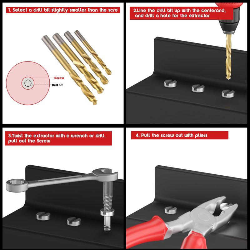 14 Pieces Screw Extractor Set, 35# Cr-Mo & 6542 HSS Steel Cobalt Left Hand Drill Bits Set for Removing Stripped Screws and Broken Bolts Ez Out Screw Extractor Set Broken Bolt Extractor Kit Standard Kit-14PCS