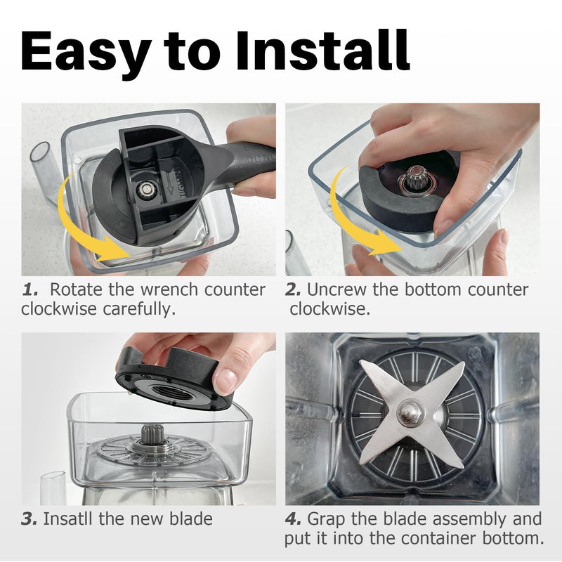 Blade Replacement Parts for Vitamix, Blender Wet Blade Replacement Assembly with Wrench and Drive Socket Replacement Compatible With Vitamix 64oz and 32oz Container Kit-3