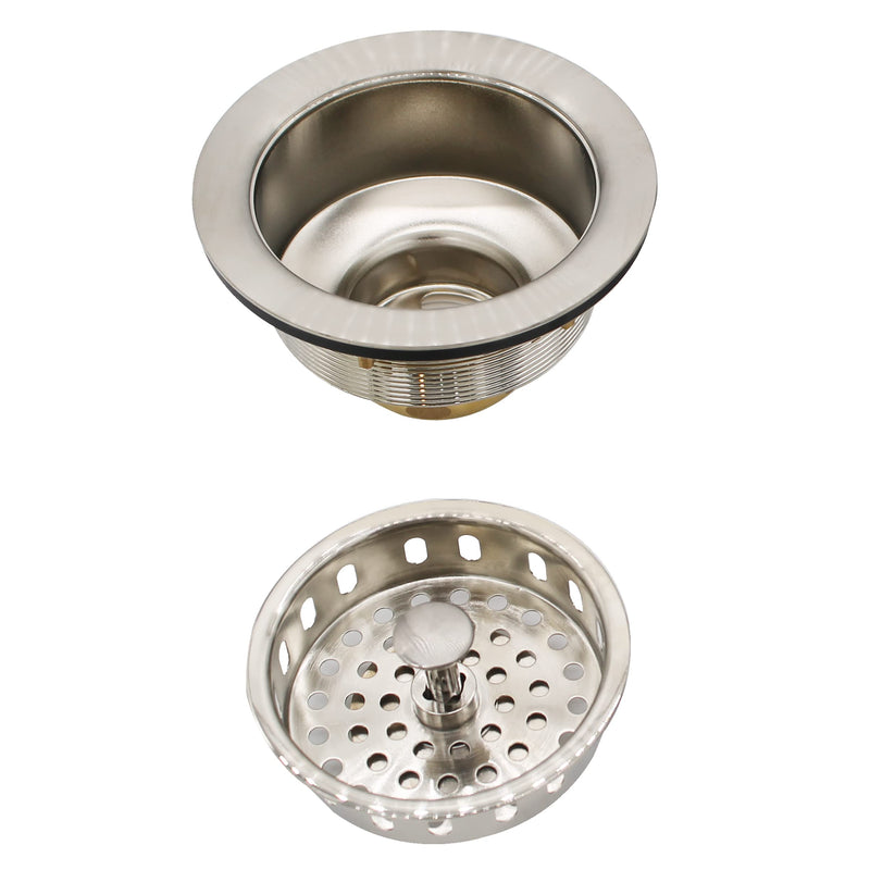 Westbrass CO2165S-20 COMBO PACK 3-1/2" Post Style Large Kitchen Sink Basket Strainer and Waste Disposal Drain Flange with Basket Strainer, Stainless Steel