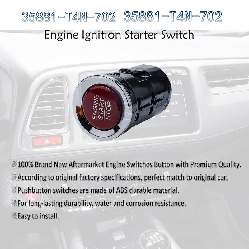 MANATEE 35881-T5H-H41 Ignition Starter Switch for Honda FIT 2015 2016 2017 2018, 35881T5AJ01 35881T5AJ02 Start Stop Push Button One-Button Switch