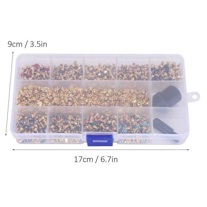 540 Sets Rhinestones Rivets Studs, 6mm Leathercraft Colorful Rhinestones Rapid Rivets Studs Buttons Spikes Rivets for Clothing, Purse, Bags, Shoes, Leather Craft