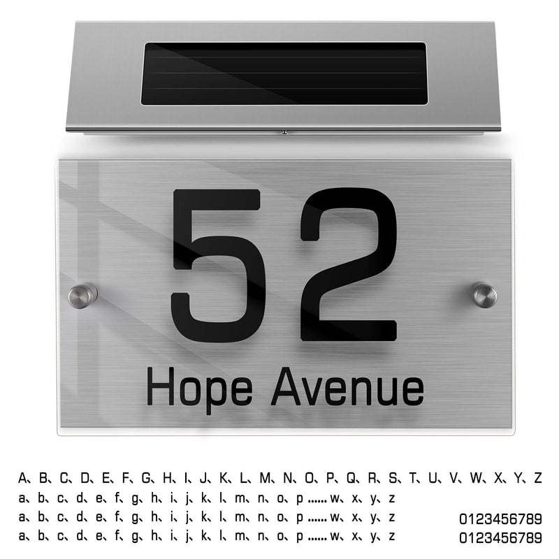 DOITOOL Solar House Numbers, Solar Address Sign LED House Numbers Solar Powered, LED Lighted Address Plaque Outdoor LED Illuminated Address Numbers for Home House Street