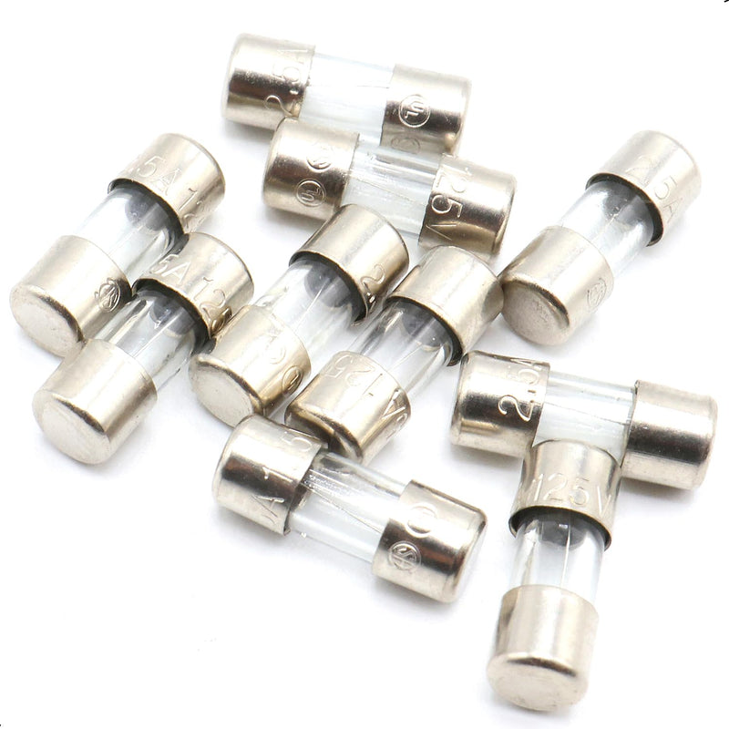 SIXQJZML 10 Pack F2.5AL Fast-Blow Mini Fuse 2.5A 2.5amp 125V Glass Fuses 0.14 x 0.39 inch / 3.6 x 10 mm (125Volt) (F2.5A)