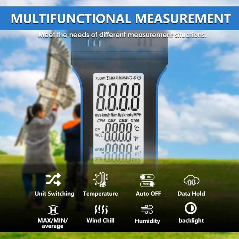 HoldPeak Handheld Anemometer, Digital Wind Speed Meter with Large LCD Display, Vane Cover, 270º Rotatable Detector Portable Anemometer for HVAC Outdoor Sailing Shooting Golf, Weather Monitoring