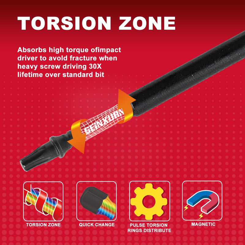 10 Pieces 6 In. T25 Impact Tough Magnetic Screwdriver Bit Set, #25 Torx Head Power Bits, S2 Alloy Steel Star Bits with Storage M-Box 6"-10pcs