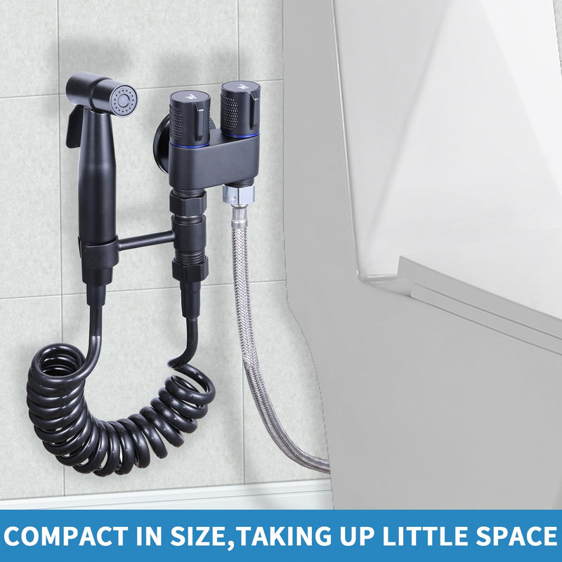 Handheld Toilet Bidet Sprayer for Toilet, Muslim Shower Bidet Toilet Hose Sprayer Kit, Jet Spray Bidet Attachment Connected to Faucet for Cloth Diaper Care and Feminine Wash (Black) Black